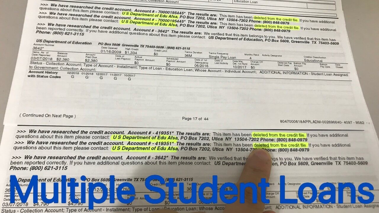 Multiple Student Loans Deleted 